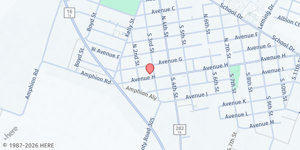 Map showing St. Philip Benizi Catholic Church (SVDP) at 274 Ave. H, Poteet, TX