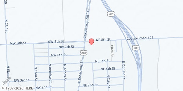 Map showing Mobile Pantry-Premont at 801 N. Broadway St., Premont, TX