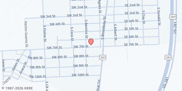 Map showing R.E.A.L – Premont Food Pantry at 234 SW 7th St., Premont, TX
