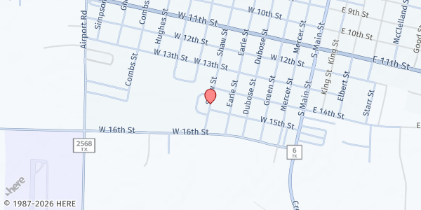 Map showing Meals on Wheels Quanah at 1410 Shaw St., Quanah, TX