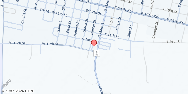 Map showing Quanah Community Food Pantry at 605 S. Main St., Quanah, TX