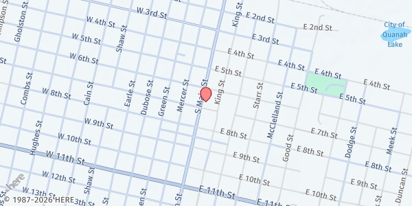Map showing Quanah Ministerial Alliance at 605 S Main, Quanah, TX