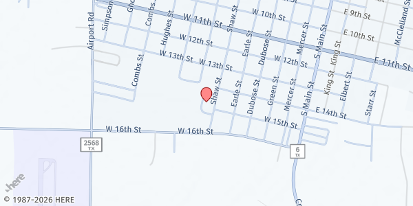 Map showing Quanah Senior Citizens at 1410 Shaw, Quanah, TX