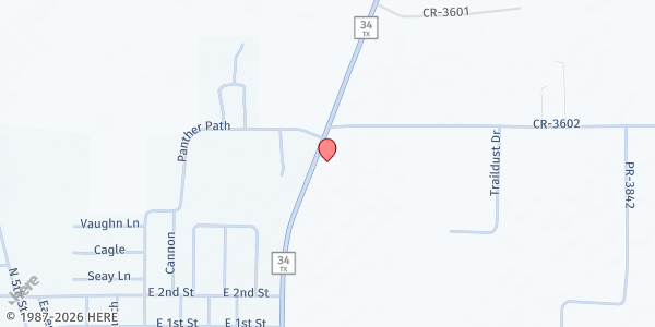 Map showing LAKE AREA SHARED MINISTRIES at 8493 HWY 34 S, Quinlan, TX