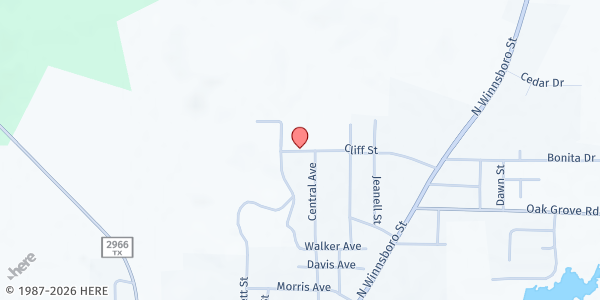 Map showing CS Food Pantry at 603 Cliff St., Quitman, TX