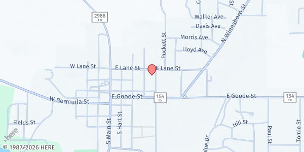 Map showing Quitman First United Methodist Church at 406 Lane St., Quitman, TX