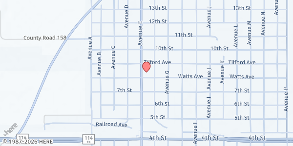 Map showing First UMC - Mobile Pantry Stop at 517 Watts Ave., Ralls, TX
