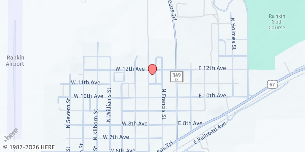 Map showing Ministerial Alliance at 1106 Upton St., Rankin, TX