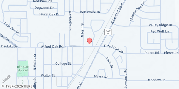 Map showing Essential Foundation Inc. - Red Oak at 105 E. Red Oak Rd., Red Oak, TX