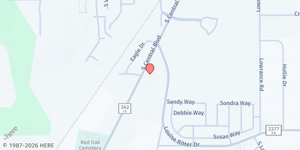 Map showing North Ellis County Outreach at 404 TX-342, Red Oak, TX