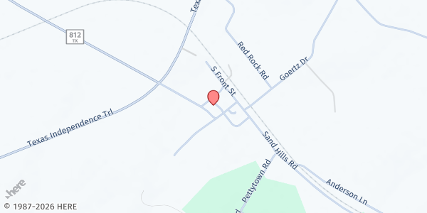 Map showing Grace Baptist Church at 115 Sorrell St., Red Rock, TX