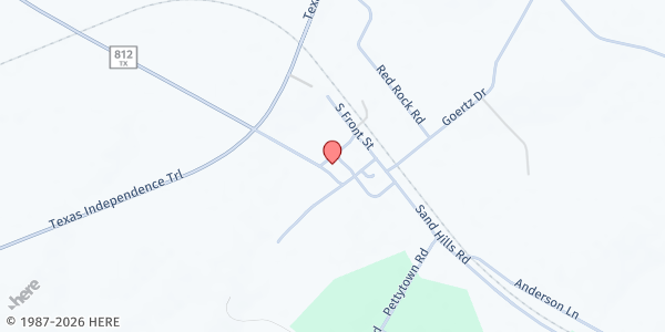 Map showing Grace Baptist Church at 115 Sorrell St., Red Rock, TX