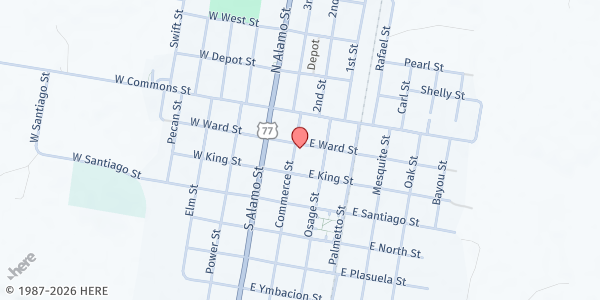 Map showing Refugio County Food Pantry at 201 Commerce St, Refugio, TX