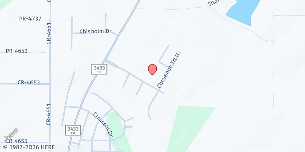 Map showing Chisholm Trail Baptist Church at 300 Chisholm Creek Parkway, Rhome, TX