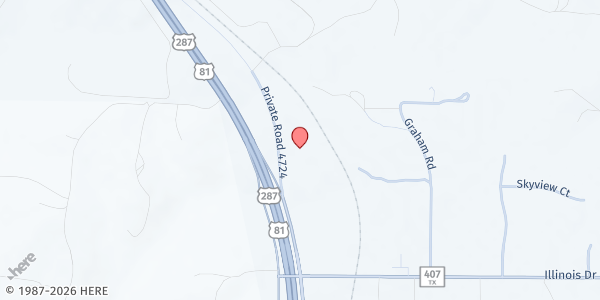 Map showing Living Word Teaching Center at 8151 US-287, Rhome, TX