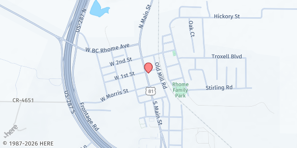 Map showing Living Word Teaching Center at 8151 S US Highway 287, Rhome, TX