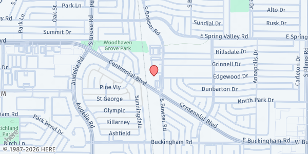 Map showing Christ Community at 701 Centennial Blvd., Richardson, TX