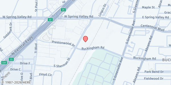 Map showing Dallas County Pickup Location at 1059 S. Sherman St., Richardson, TX