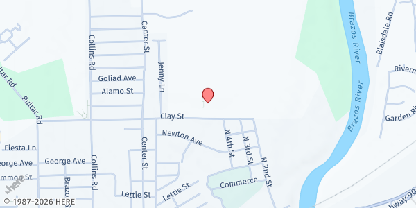 Map showing St. John Fisher Catholic Church at 410 Clay St., Richmond, TX