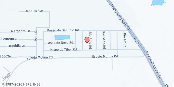 Map showing Sendero Hacia la Cruz at 516 Rio Rojo Rd., Rio Bravo, TX