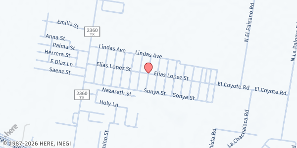 Map showing Templo Rosa de Saron at Elias Lopez Blvd. & 6th, Rio Grande City, TX