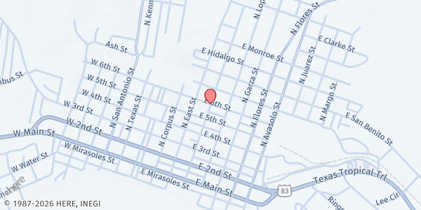 Map showing Templo Rosa de Saron at 6830 E. 6th St., Rio Grande City, TX