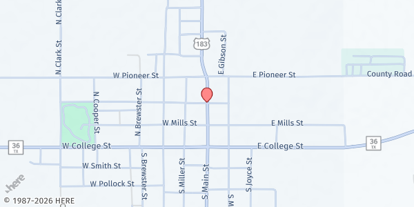 Map showing Rising Star, TX at 218 S. Kent St., Rising Star, TX