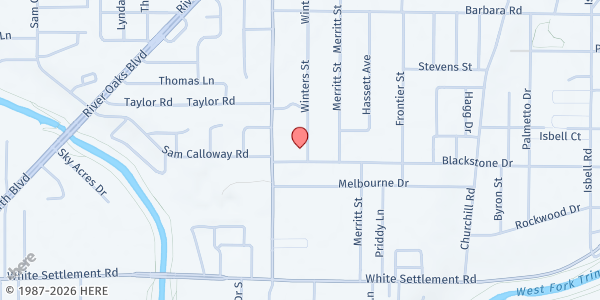 Map showing River Oaks Community Center at 5300 Blackstone Dr., River Oaks, TX