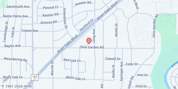 Map showing River Oaks UMC at 4800 Ohio Garden Rd., River Oaks, TX