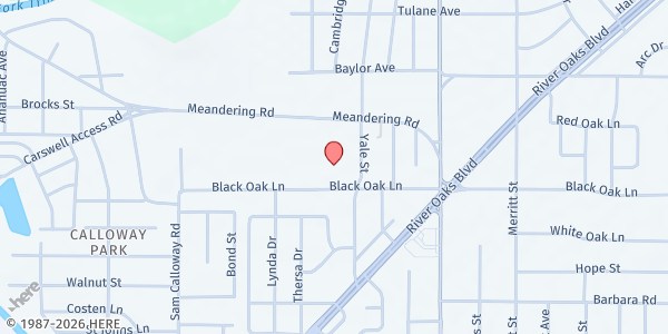 Map showing St. Paul the Apostle Catholic Church at 5508 Black Oak Ln., River Oaks, TX
