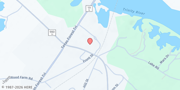 Map showing Riverside Baptist Church at 2359 FM 980 E, Riverside, TX