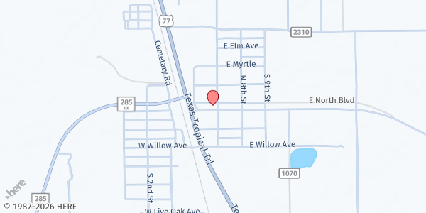 Map showing Riviera Senior Center at 103 N. 7th St., Riviera, TX