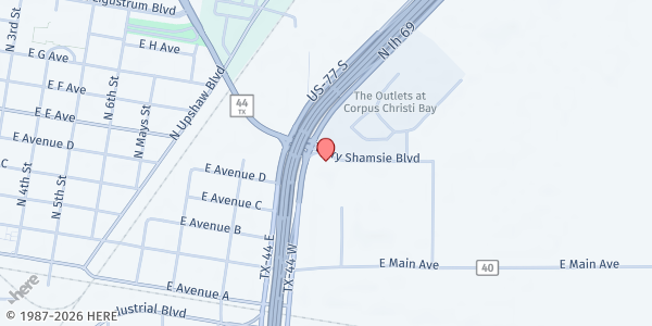 Map showing RMB Fairgrounds - Holiday Distribution at 1213 Terry Shamsie Blvd, Robstown, TX
