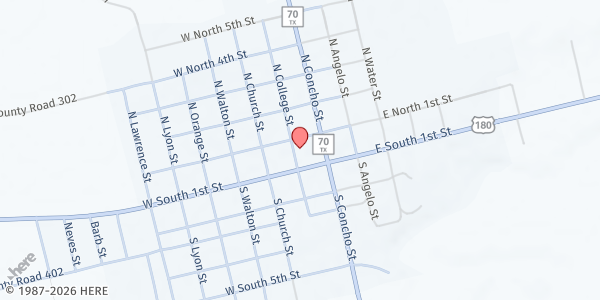 Map showing Fisher County Food Pantry at 108 N. College St., Roby, TX