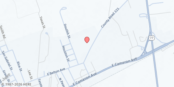 Map showing Hunter's Chase Apartments at 1501 E. Belton Ave, Rockdale, TX