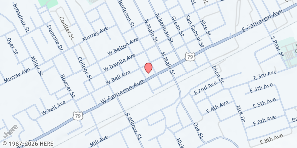 Map showing Rockdale Christian Services at 226 W. Cameron, Rockdale, TX
