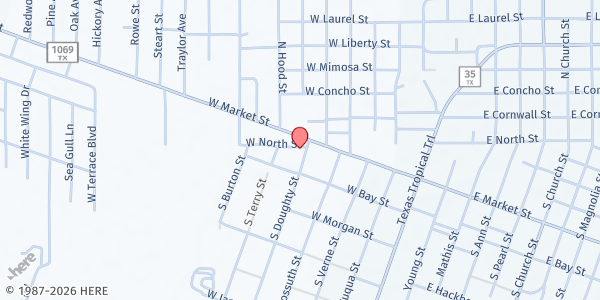 Map showing New Beginnings Ministries at 123 S. Doughty St. #4913, Rockport, TX