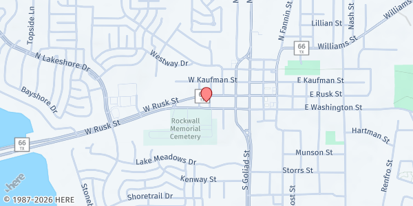 Map showing Rockwall County Helping Hands, Inc. - Food Pantry at 990 Williams St., Rockwall, TX
