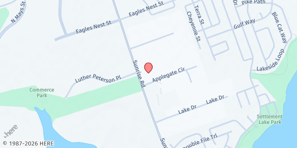 Map showing Round Rock SDA Church at 4 Applegate Cir., Round Rock, TX