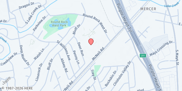 Map showing St. William Catholic Church - St. Vincent de Paul at 620 Round Rock W. Dr., Round Rock, TX