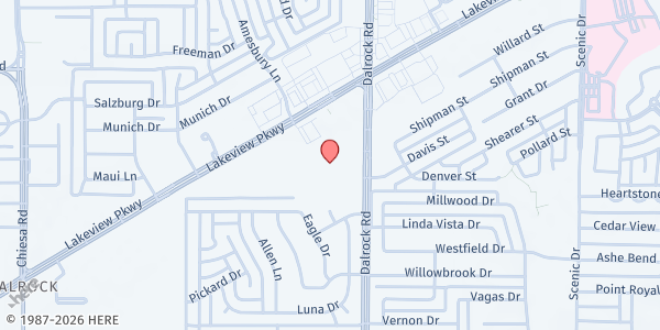 Map showing Church in The City at 6005 Dalrock Road, Rowlett, TX