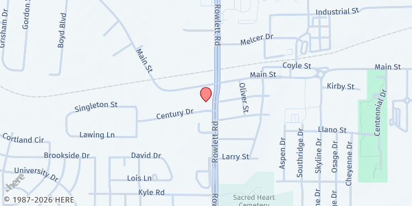 Map showing Life Message at 4501 Rowlett Rd., Rowlett, TX