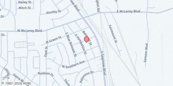 Map showing Community Link Mission Food Pantry at 300 Belmont St., Saginaw, TX