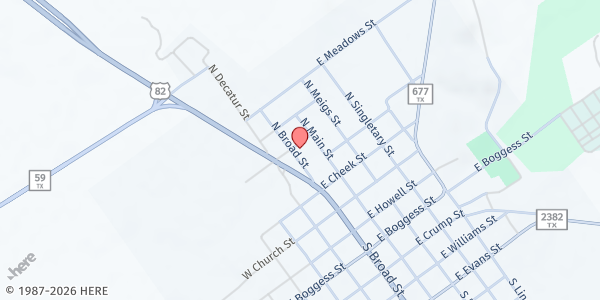 Map showing Produce Express - First Baptist St. Jo at 402 N Broad St, Saint Jo, TX