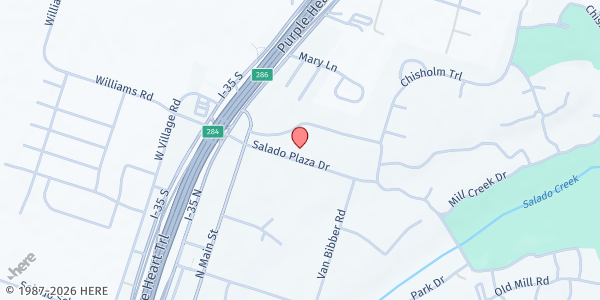 Map showing Heart and Hands Ministries at 213 Mill Creek Dr. #135, Salado, TX