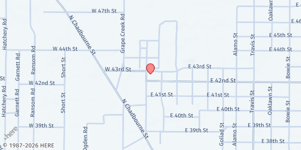 Map showing CrossPointe Fellowship Church at 4210 Coliseum Dr., San Angelo, TX