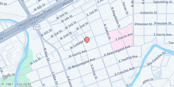 Map showing First Presbyterian Church at 32 N. Irving St., San Angelo, TX