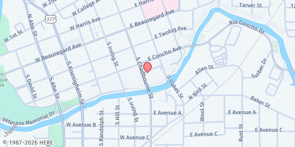 Map showing Freedom Fellowship Church at 342 S. Chadbourne St., San Angelo, TX