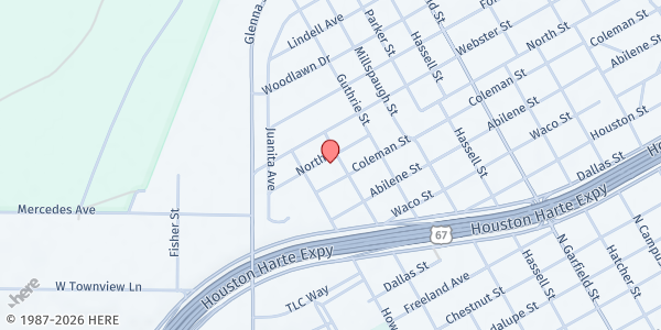 Map showing Full Gospel Assembly Church at 1017 Alexander St., San Angelo, TX