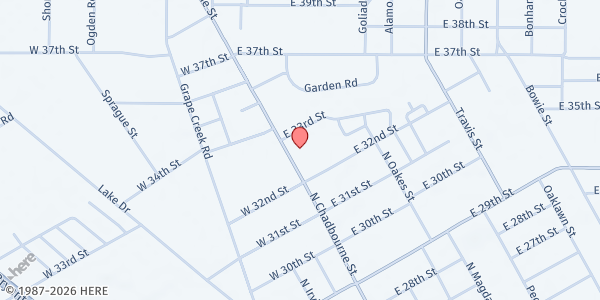 Map showing Mustard Seed Pantry at Chadbourne North Church of Christ at 3216 N. Chadbourne St., San Angelo, TX